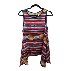Truth NYC Sheer Southwest Pattern Sleeveless Top Size Large EUC